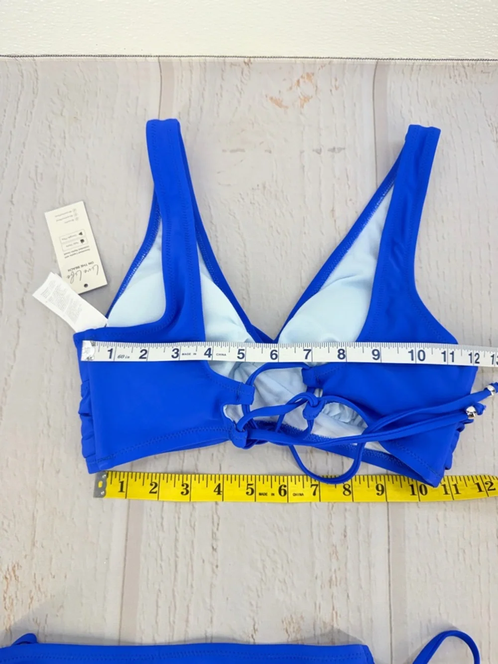 Cupshe Blue Bikini Set Size S Lace Up Back Tie Side Bottom NWT